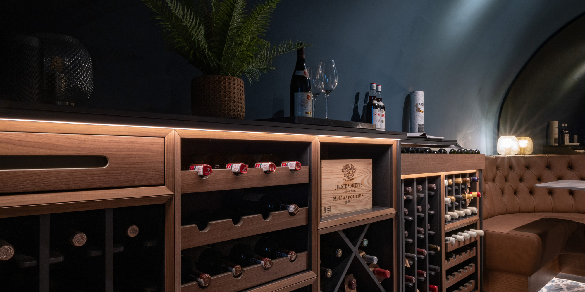A vaulted wine cellar and social space